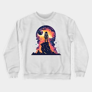 A silhouette of alone astronaut standing Crewneck Sweatshirt